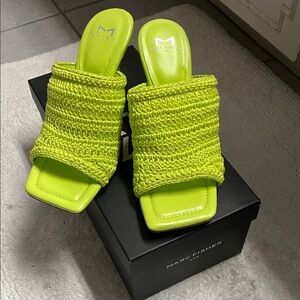 Marc Fisher Lime Woven Slide Sandals